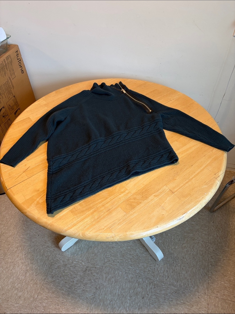 Marina Rinaldi Black Cable-Detail Turtleneck Sweater with Zip - Picture 3 of 5